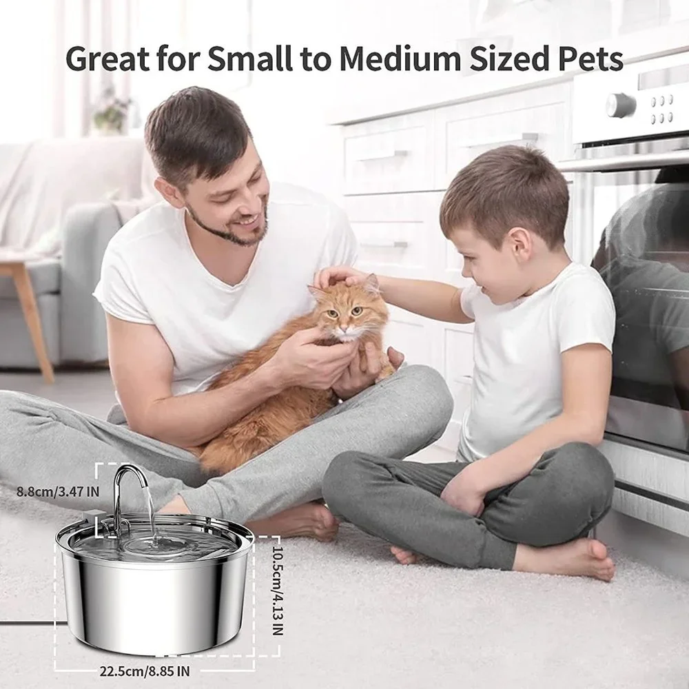 Cat Water Fountain, 3.2L108oz Automatic Stainless Steel Pet Fountain Dog Water